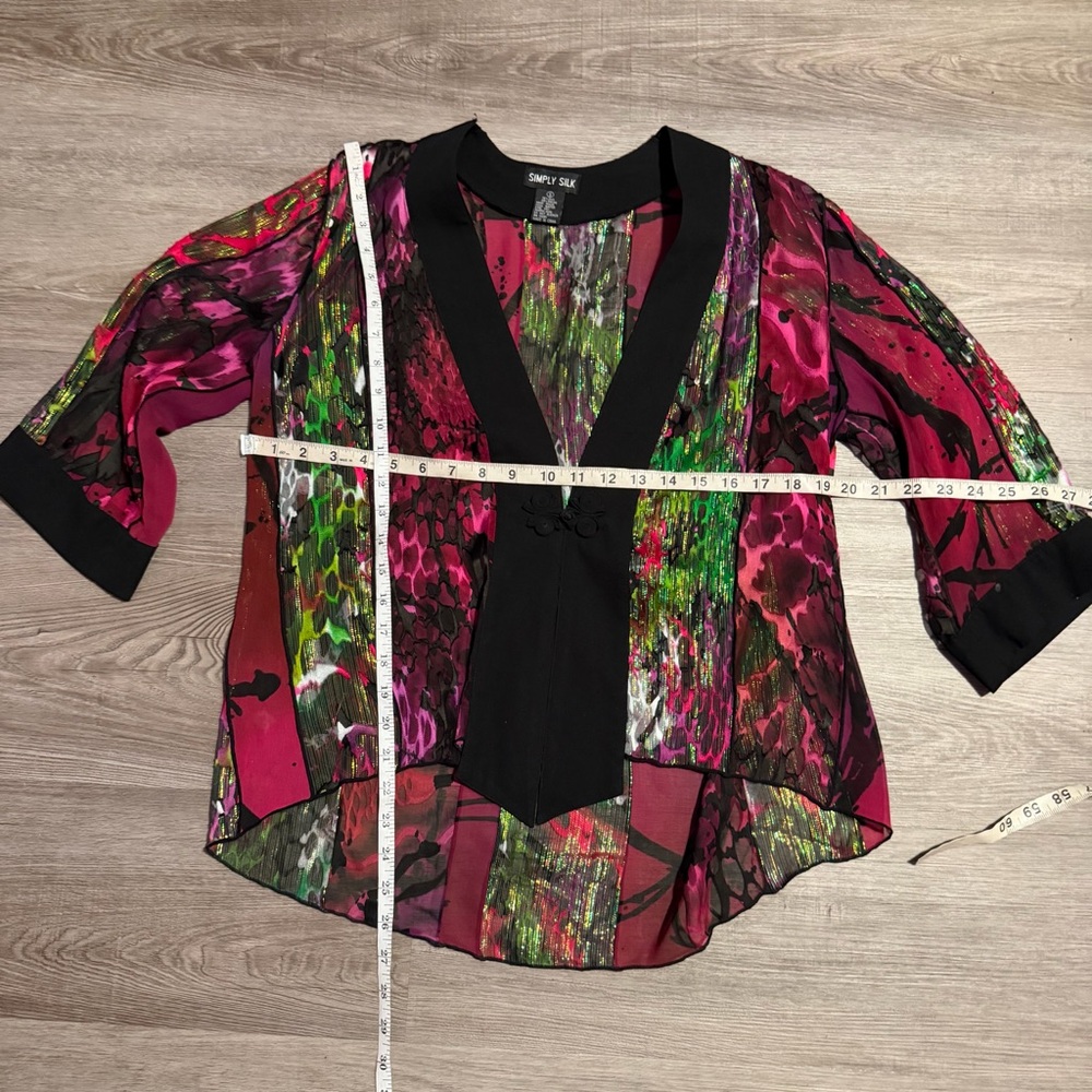 Simply Silk Patchwork Lightweight Cover Up Kimono… - image 3